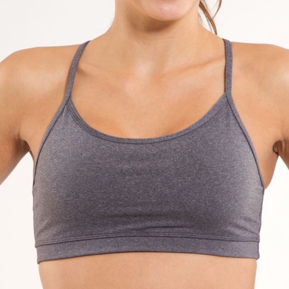 lululemon Flow Y Bra IV Heathered Coal Sport Bra - Picture 1 of 4